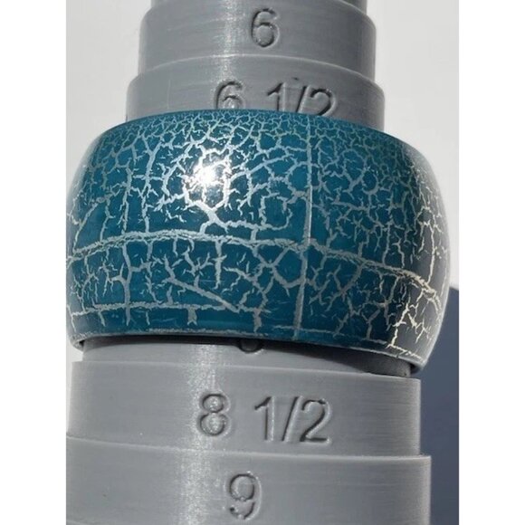 Wide Chunky Cracked Effect Quality Bracelet Bangle cuff bracelet Blue Green Sz 8 - Picture 2 of 7